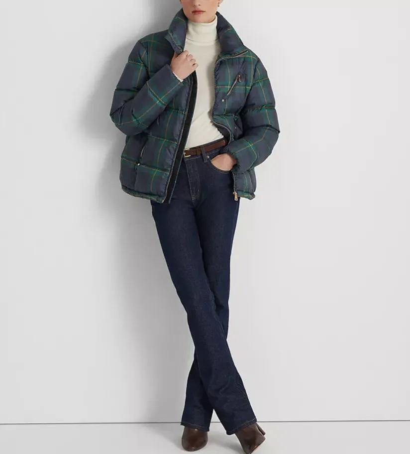 Lauren Ralph Lauren Plaid Quilted Down Coat