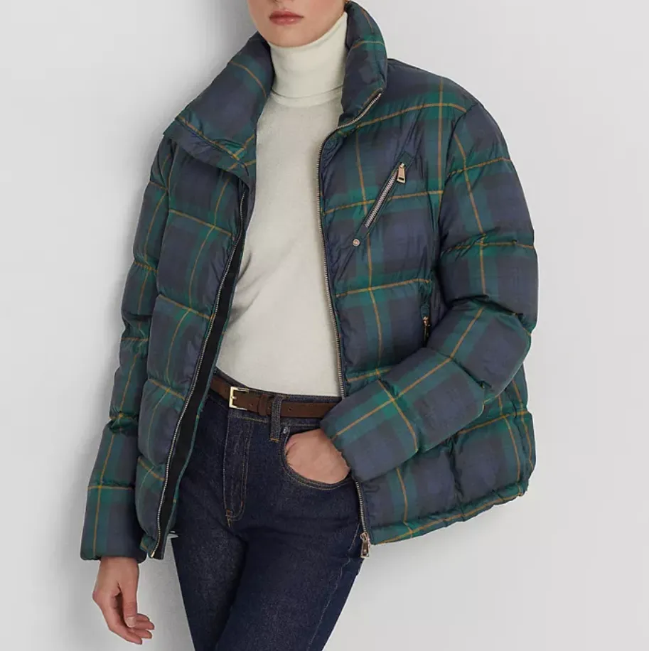 Lauren Ralph Lauren Plaid Quilted Down Coat