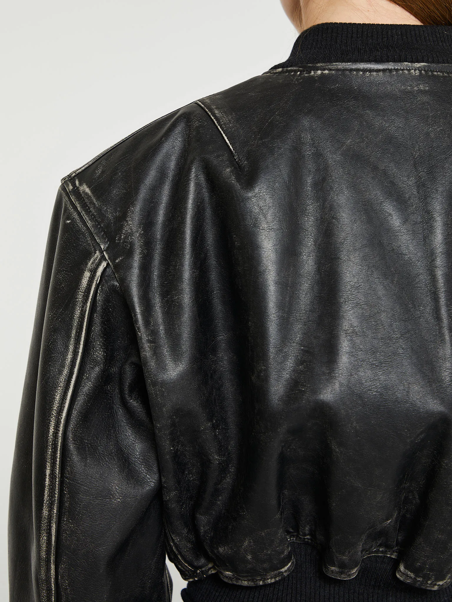 Leather Bomber Jacket in Black