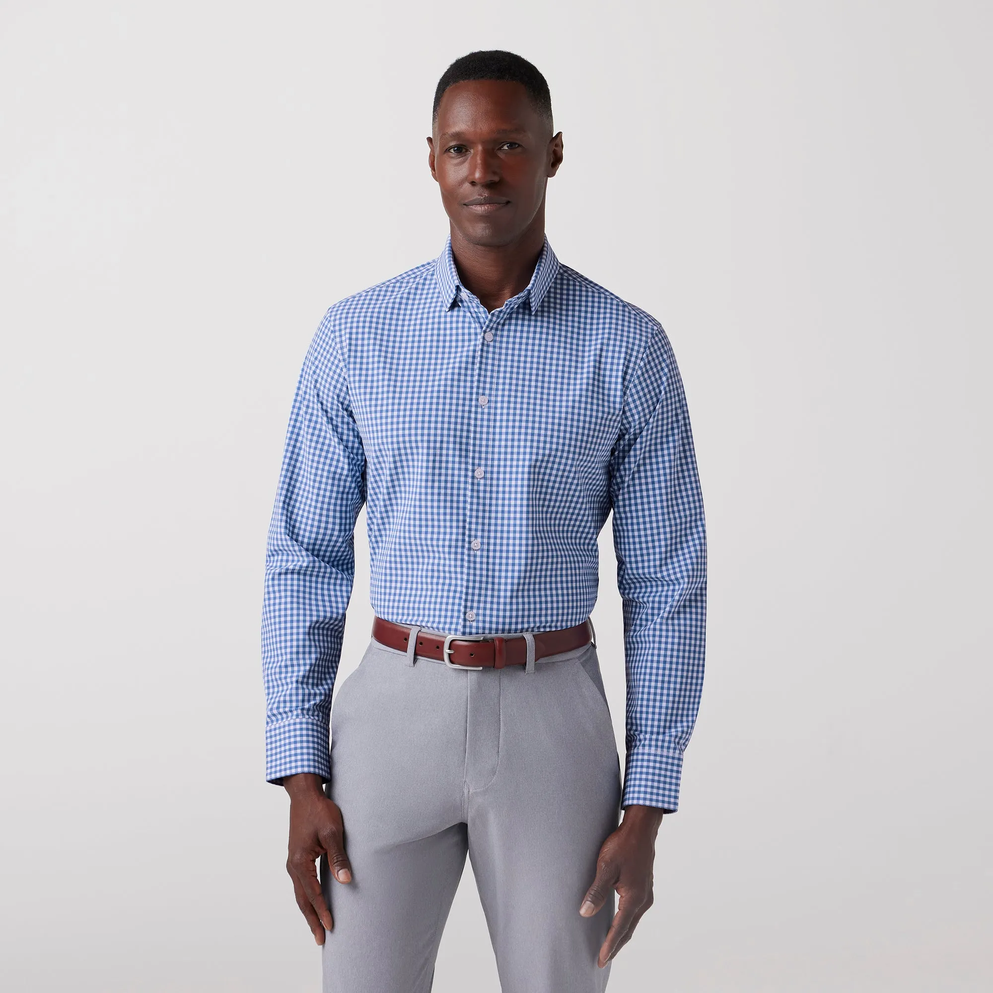 Leeward Dress Shirt - Denim Blue Alamo Gingham