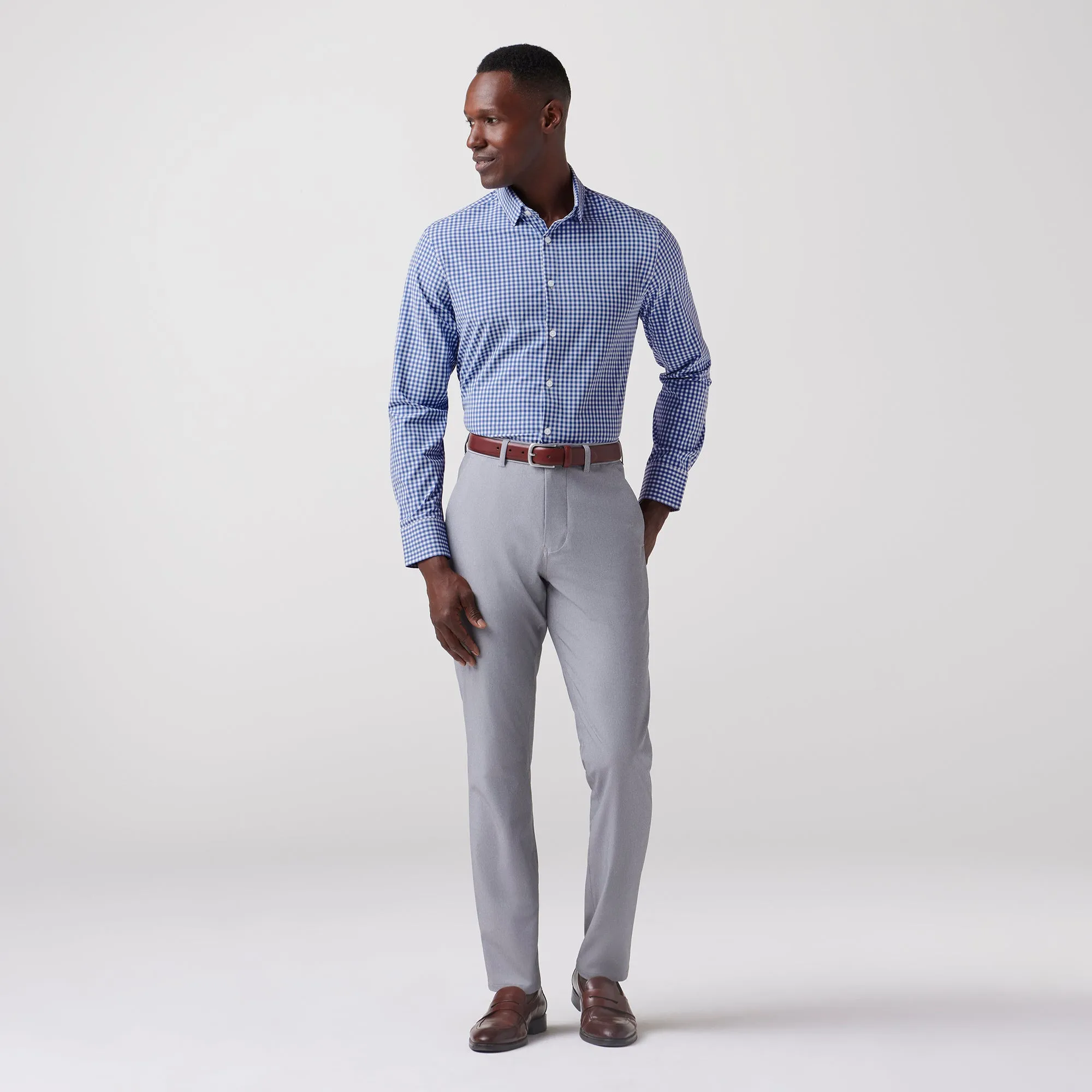 Leeward Dress Shirt - Denim Blue Alamo Gingham