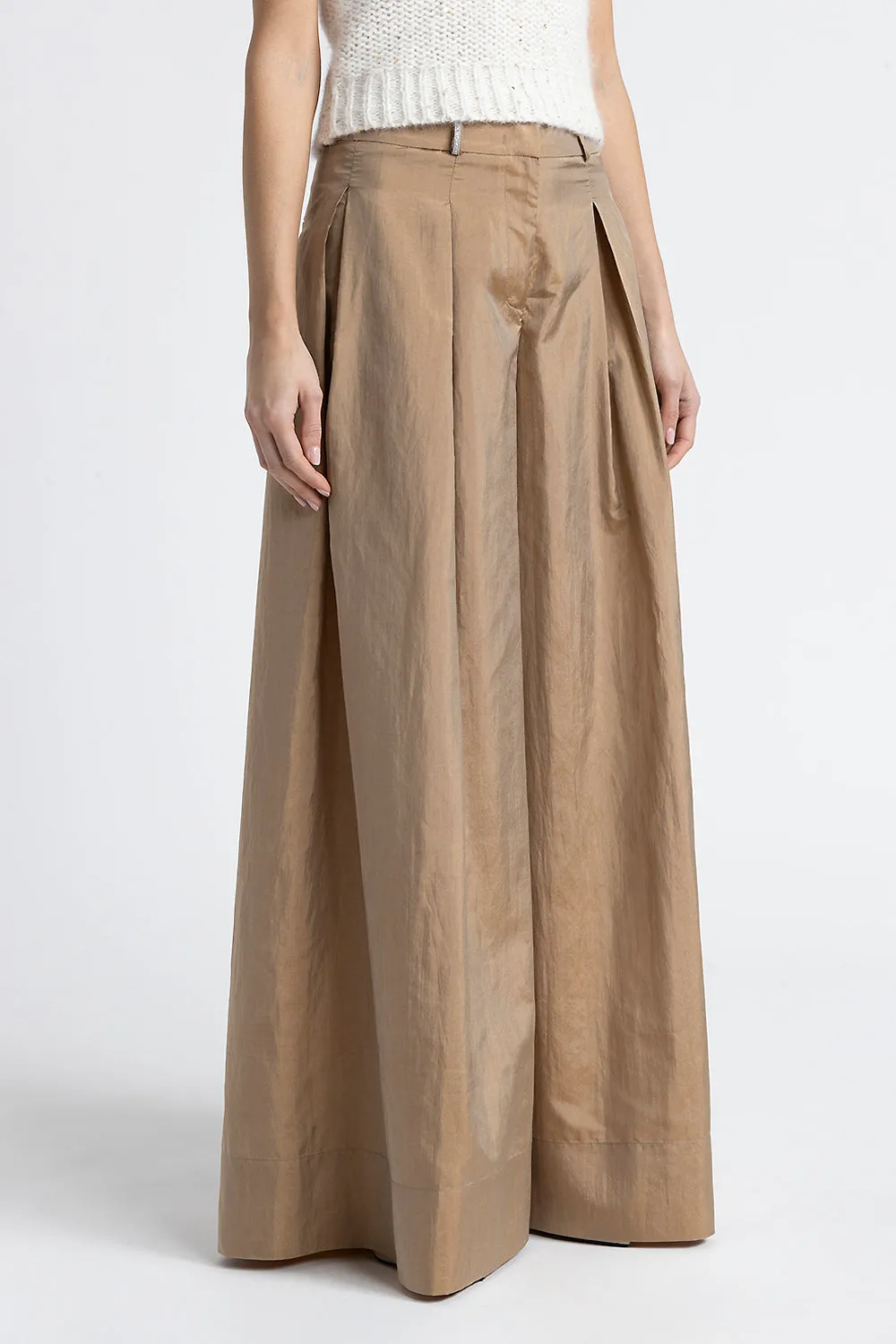 Light silk blend wide leg trousers