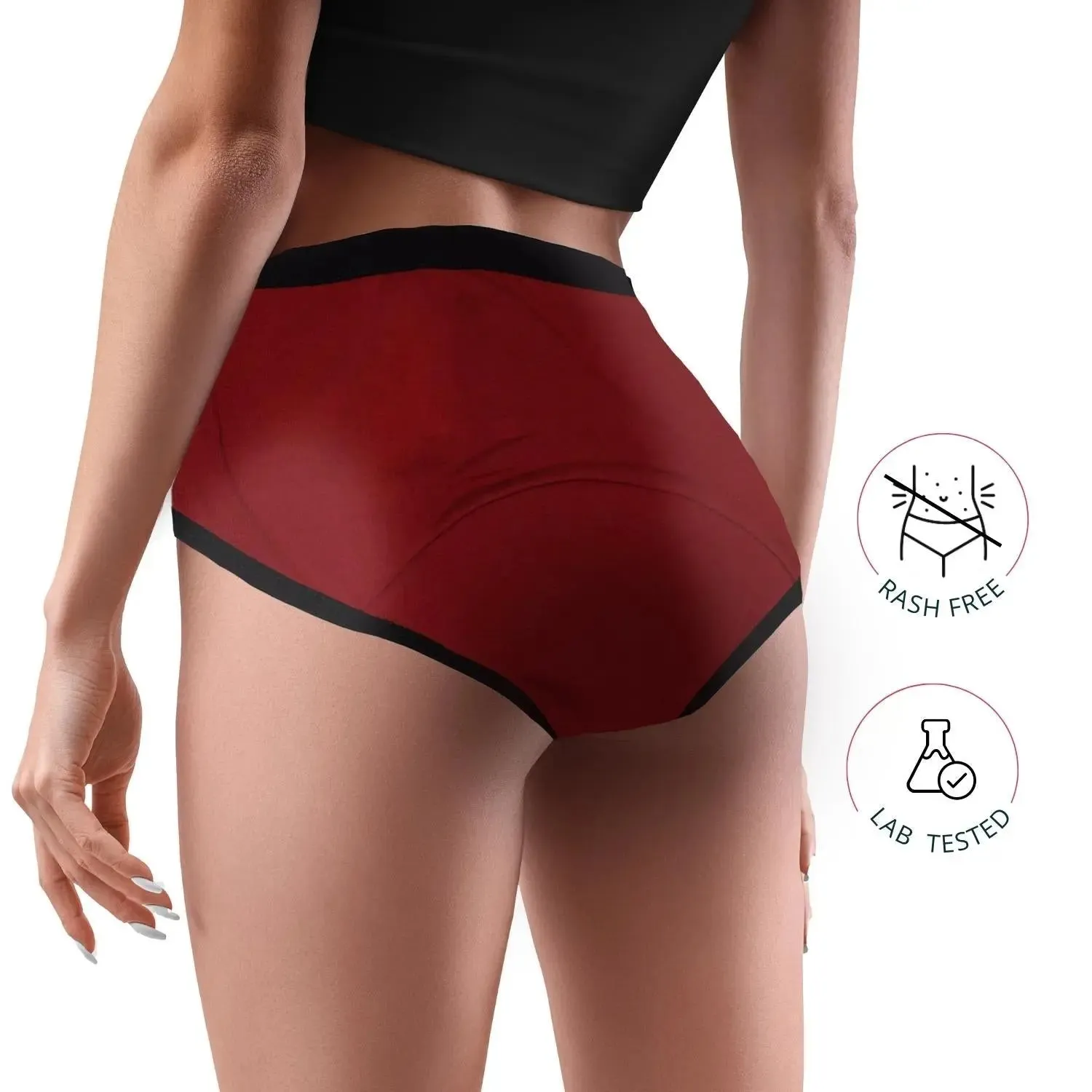 Maroon Period Underwear with Antimicrobial Lining - Leakproof, Reusable & Pad-Free Pack-of-2