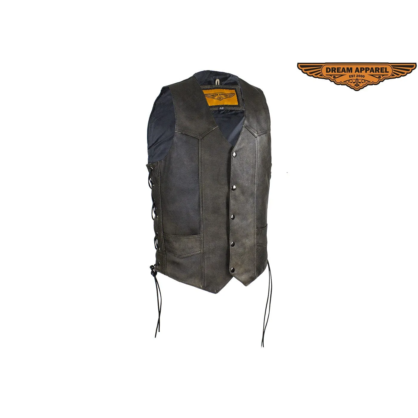 Men's Brown Leather Vest with Live to Ride