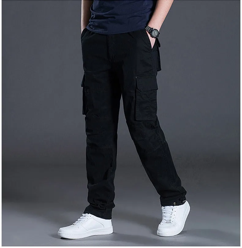 Men's Cargo Pants Casual Multi Pockets Military Tactical Long Trousers Outwear Straight Winter Pants | J117