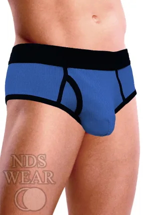 Mens Ribbed Pouch Brief - Blue and Black - BLOWOUT SALE!