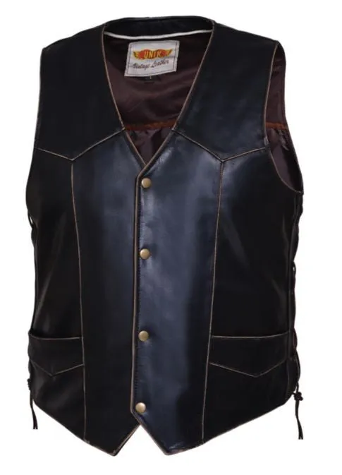 Mens Traditional VINTAGE Brown Vest with Eagle