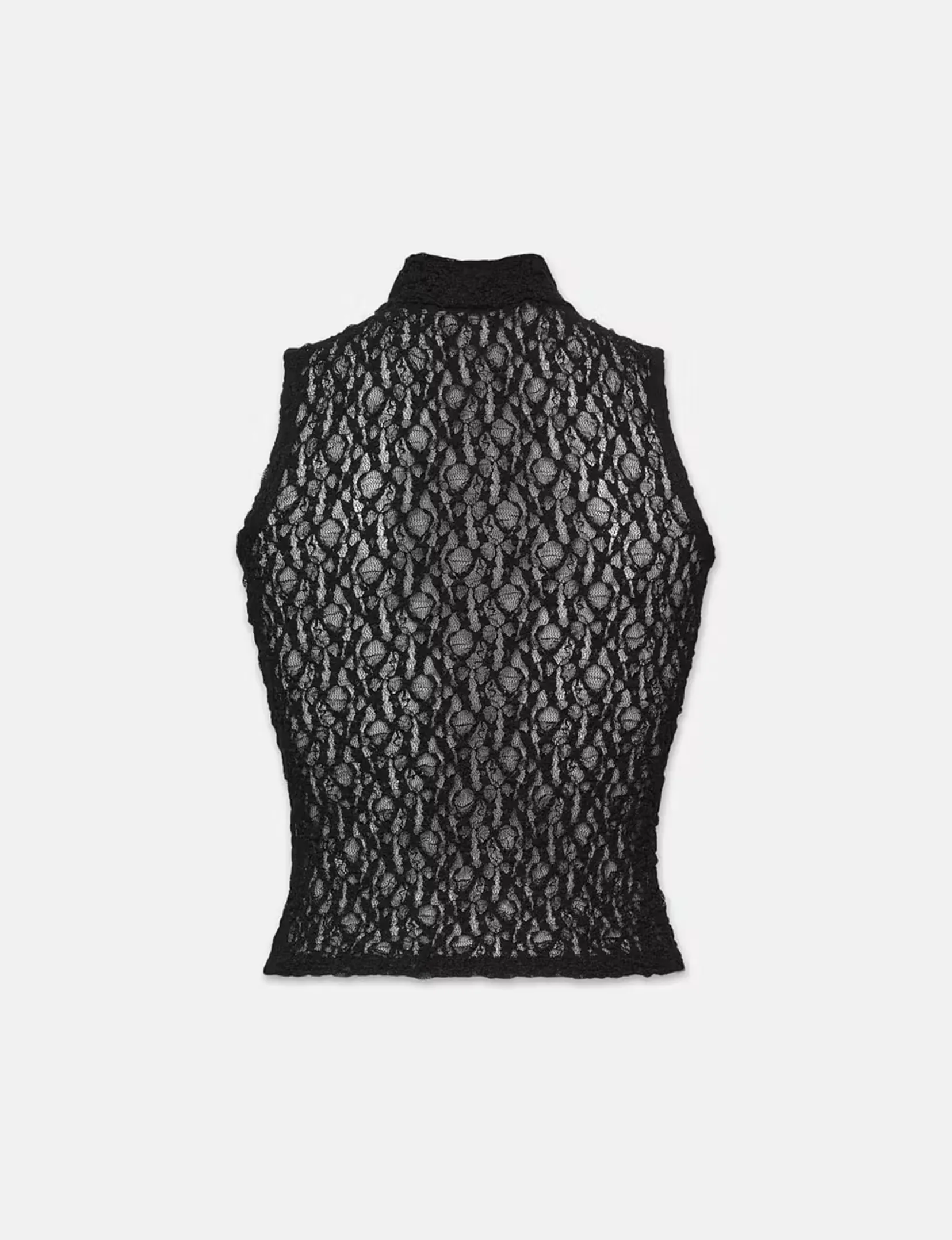 Mesh Mockneck Top, Black