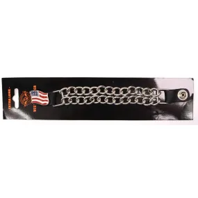 Milwaukee Leather American Flag Medallion Vest Extender - Double Chrome Chains Genuine Leather 8.5" Extension MLA1042-Single