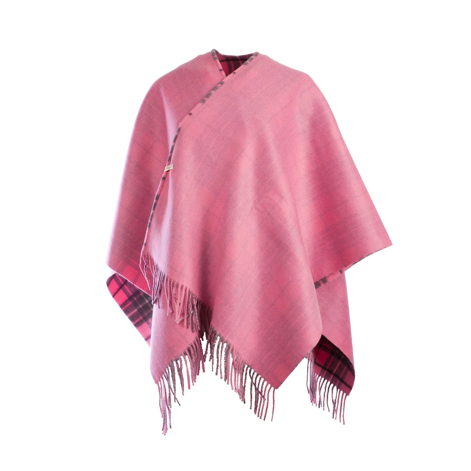 Mini Me Children’s Cape Dunedin Cashmere Double Faced Gresham-Pink Derby/Pink