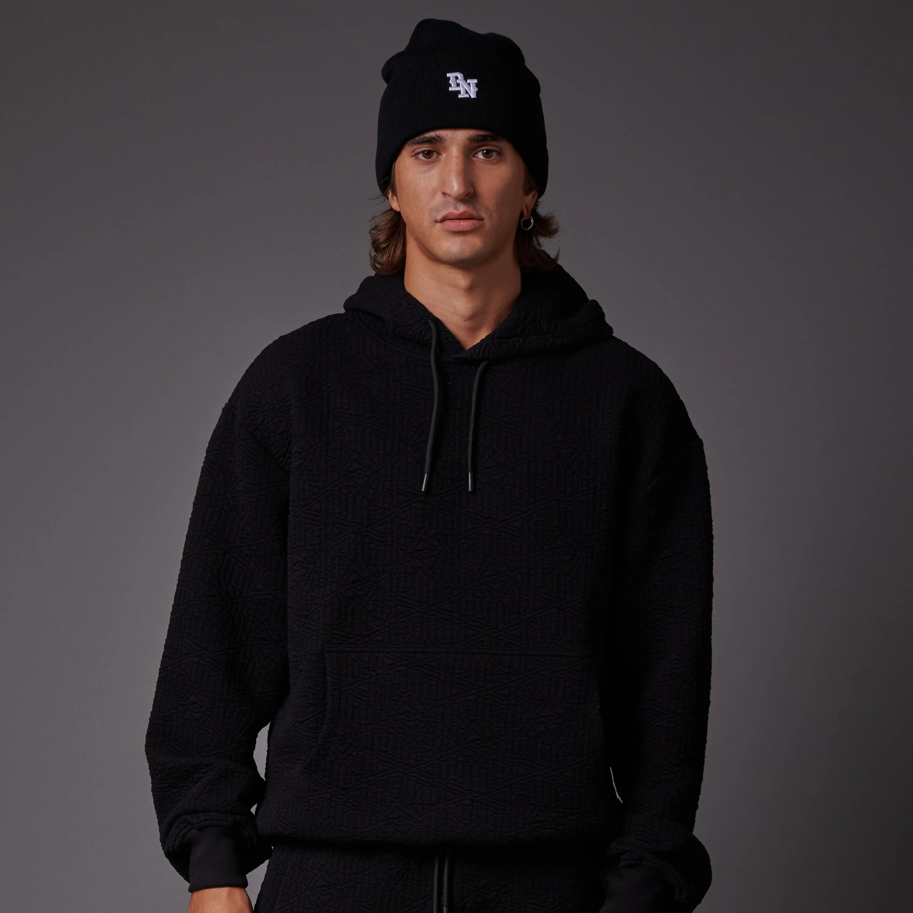 Monogram Interlock Hoodie Black