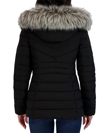 Nautica Women's Hooded Faux-Fur-Trim Puffer Coat