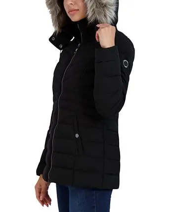 Nautica Women's Hooded Faux-Fur-Trim Puffer Coat