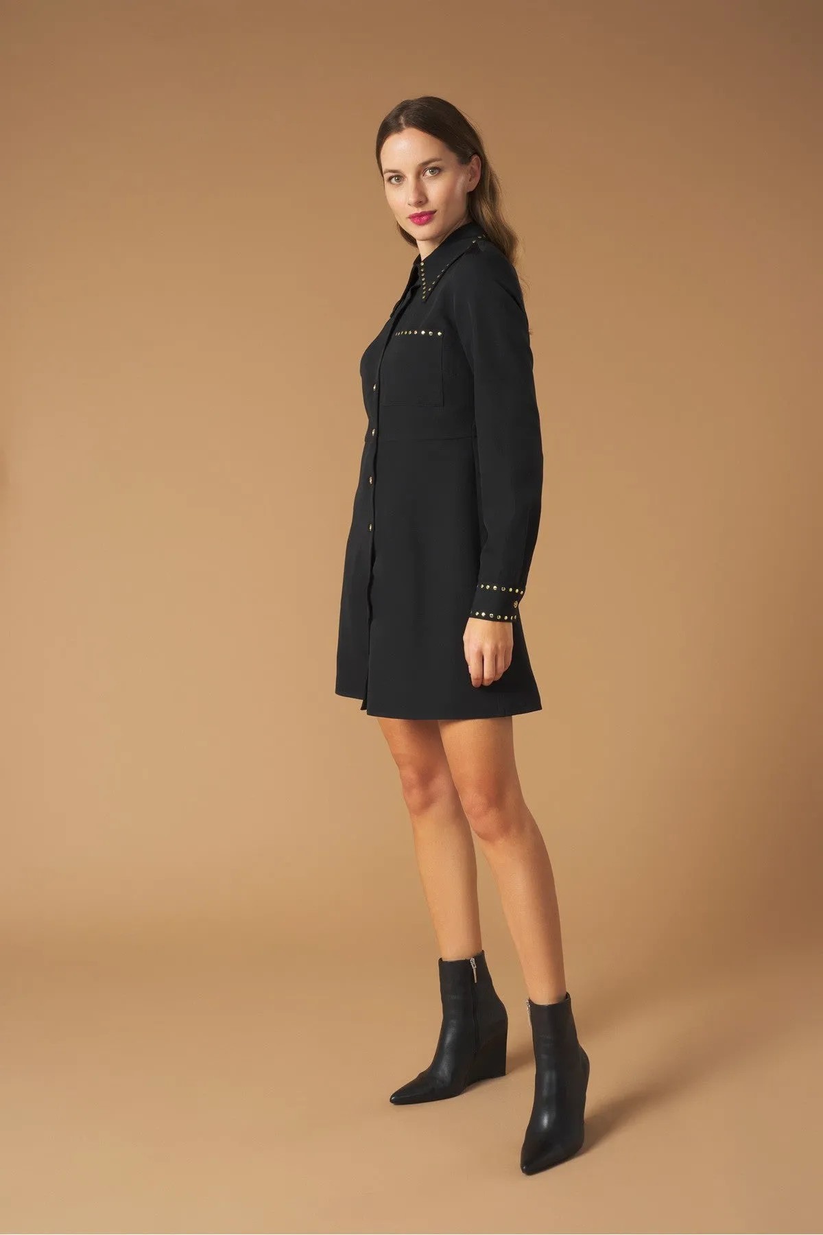 NICOLE SHIRT DRESS (BLACK)