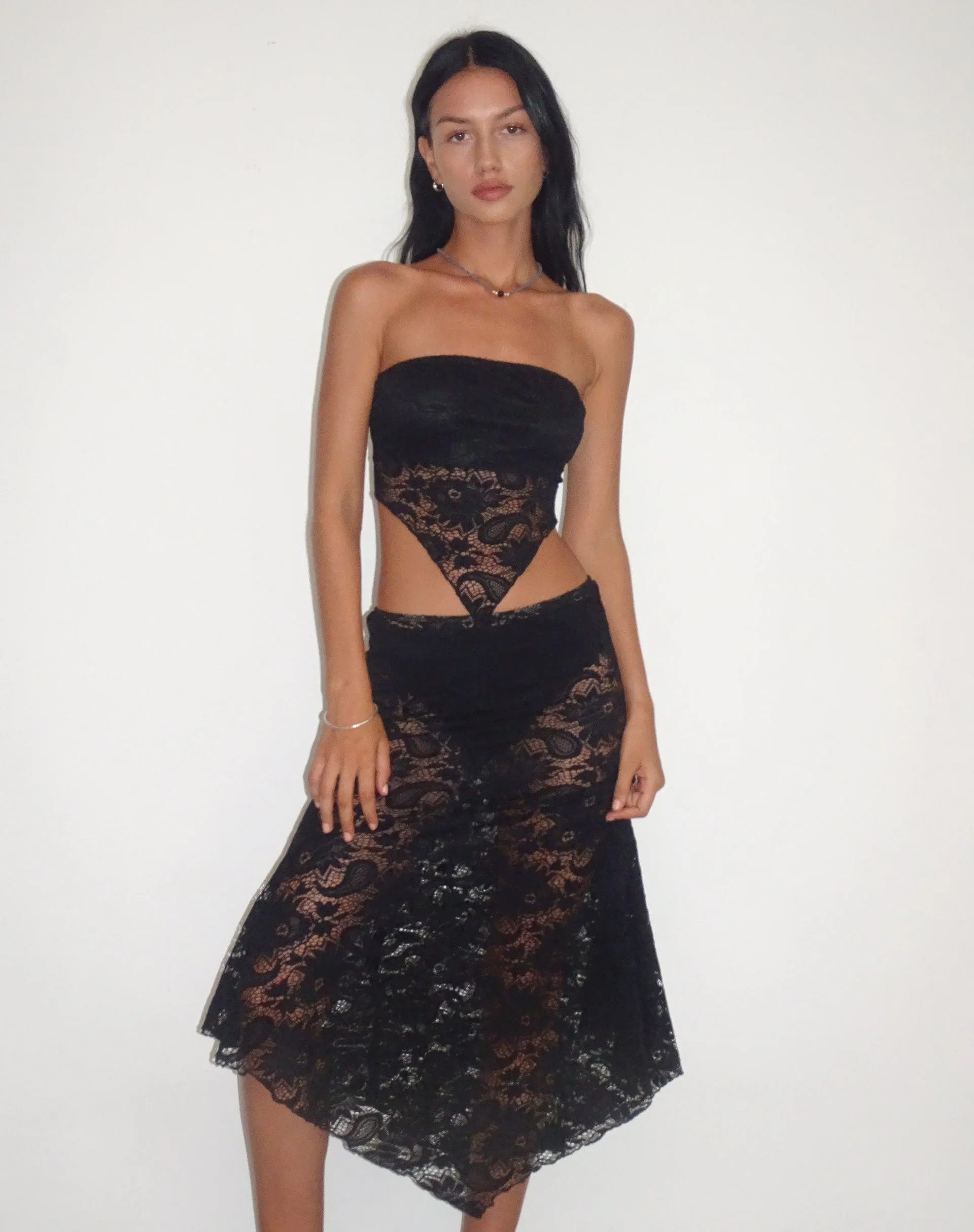 Nirva Bandana Top in Jet Black Lace