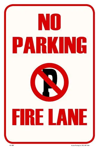 No Parking Fire Lane 12"X18" Aluminum/PVC Sign