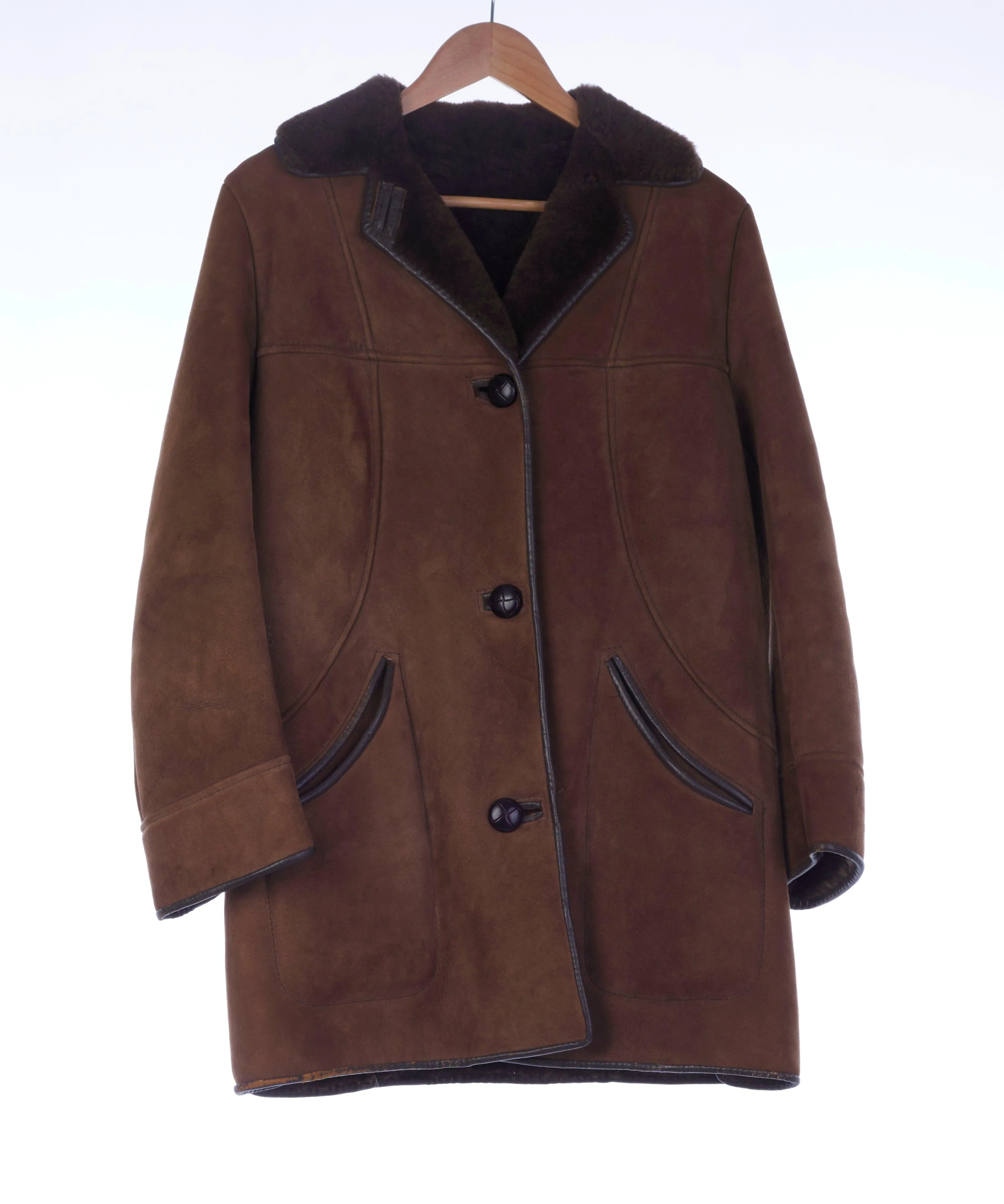 Nurseys Sheepskin Brown Long Sleeved  Jacket UK Size 12.