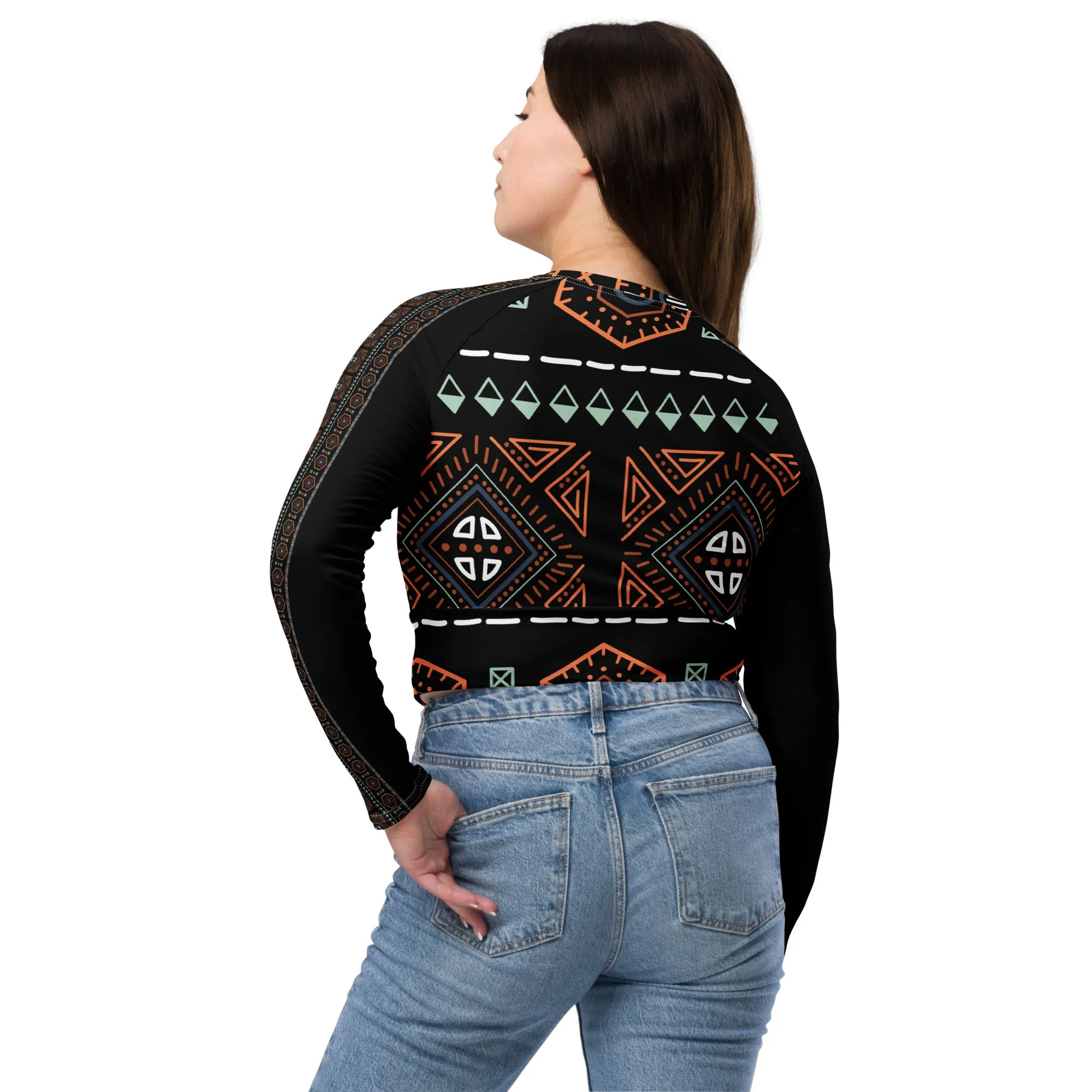 Old Decoration Long Sleeve Crop Top