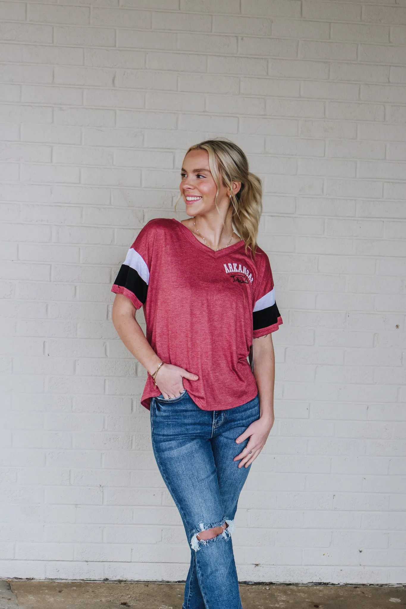 Red Arkansas Razorback Graphic Tee