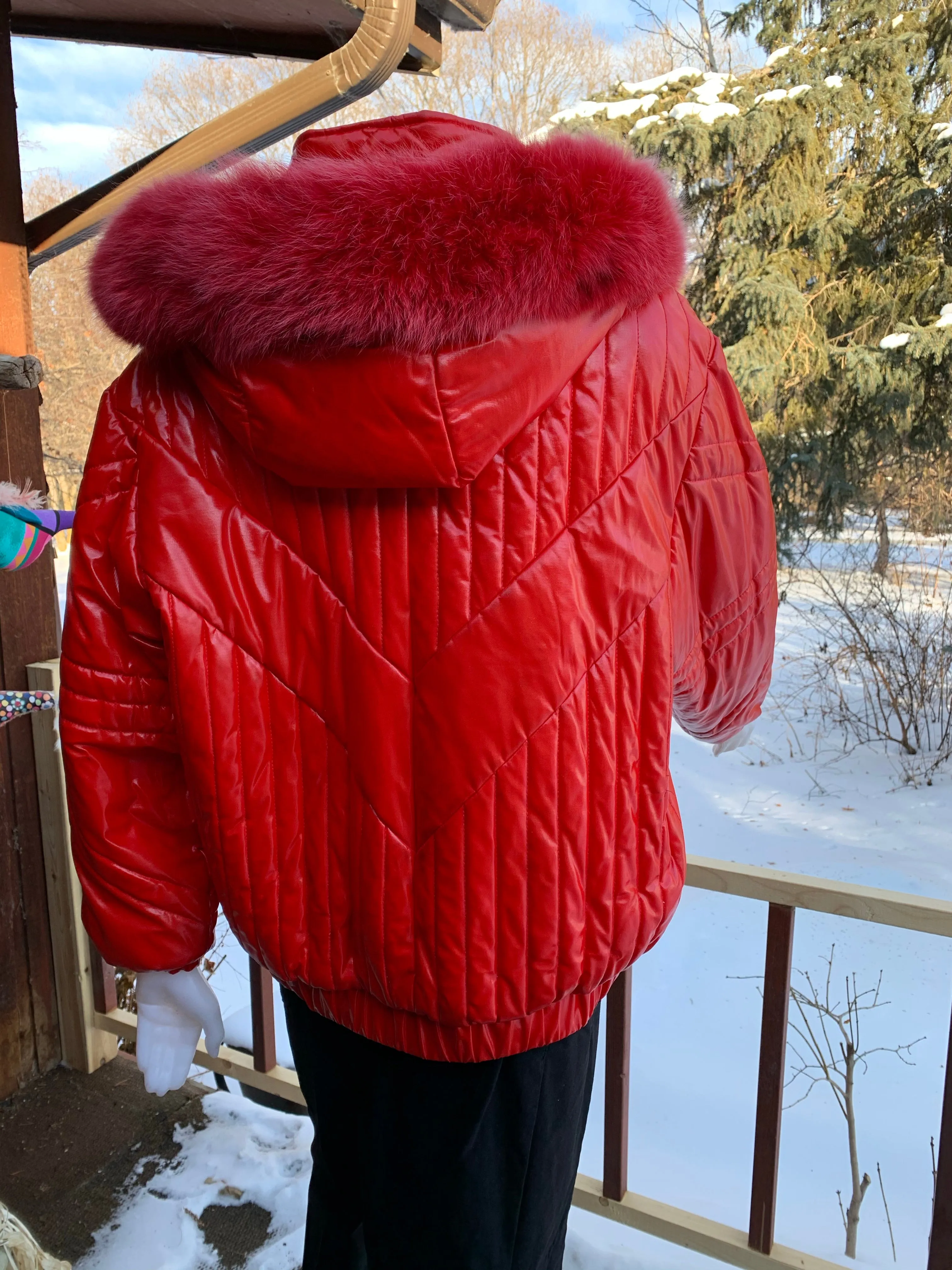 Red Slicker Ski Jacket w/ fur