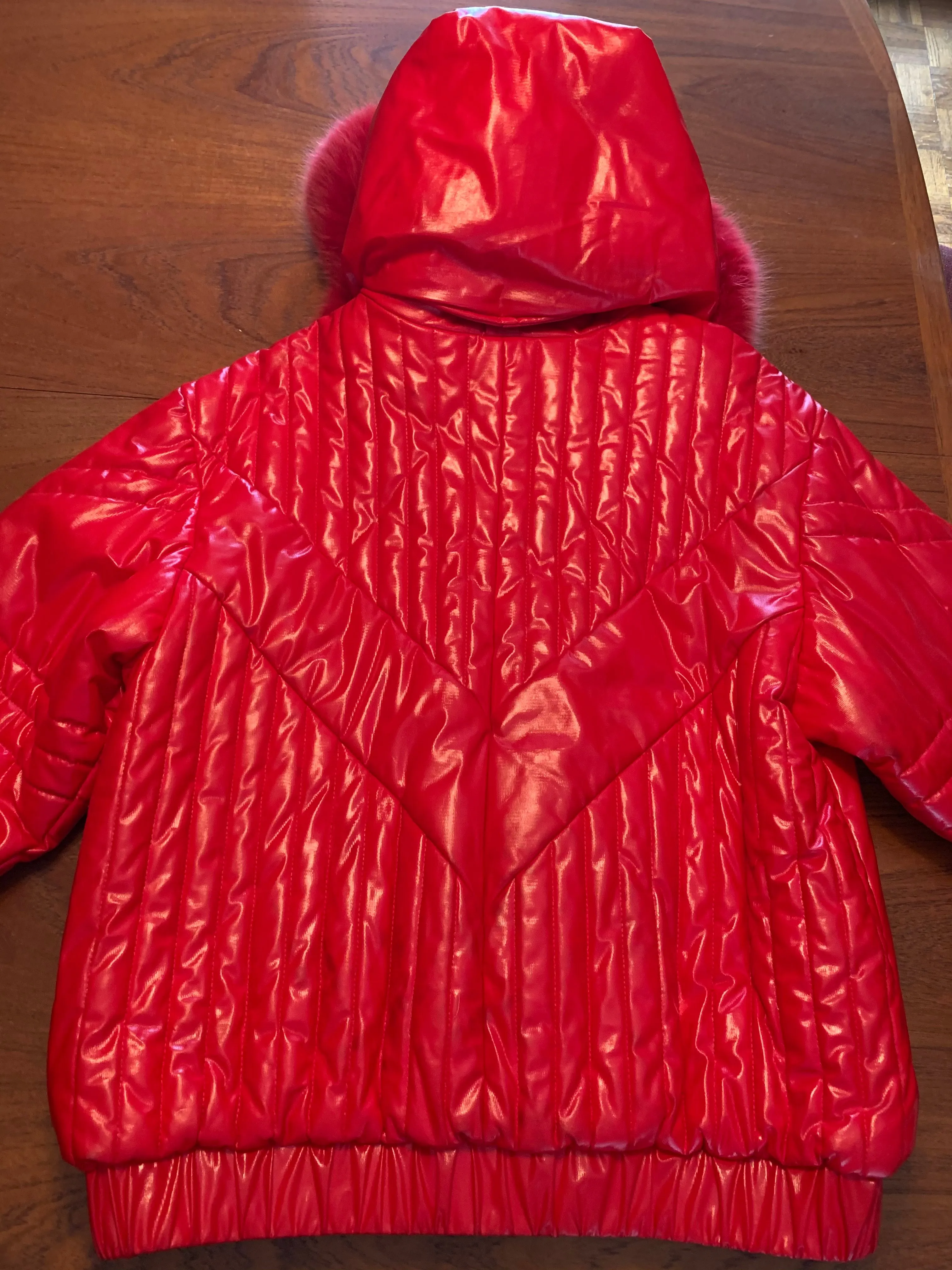 Red Slicker Ski Jacket w/ fur