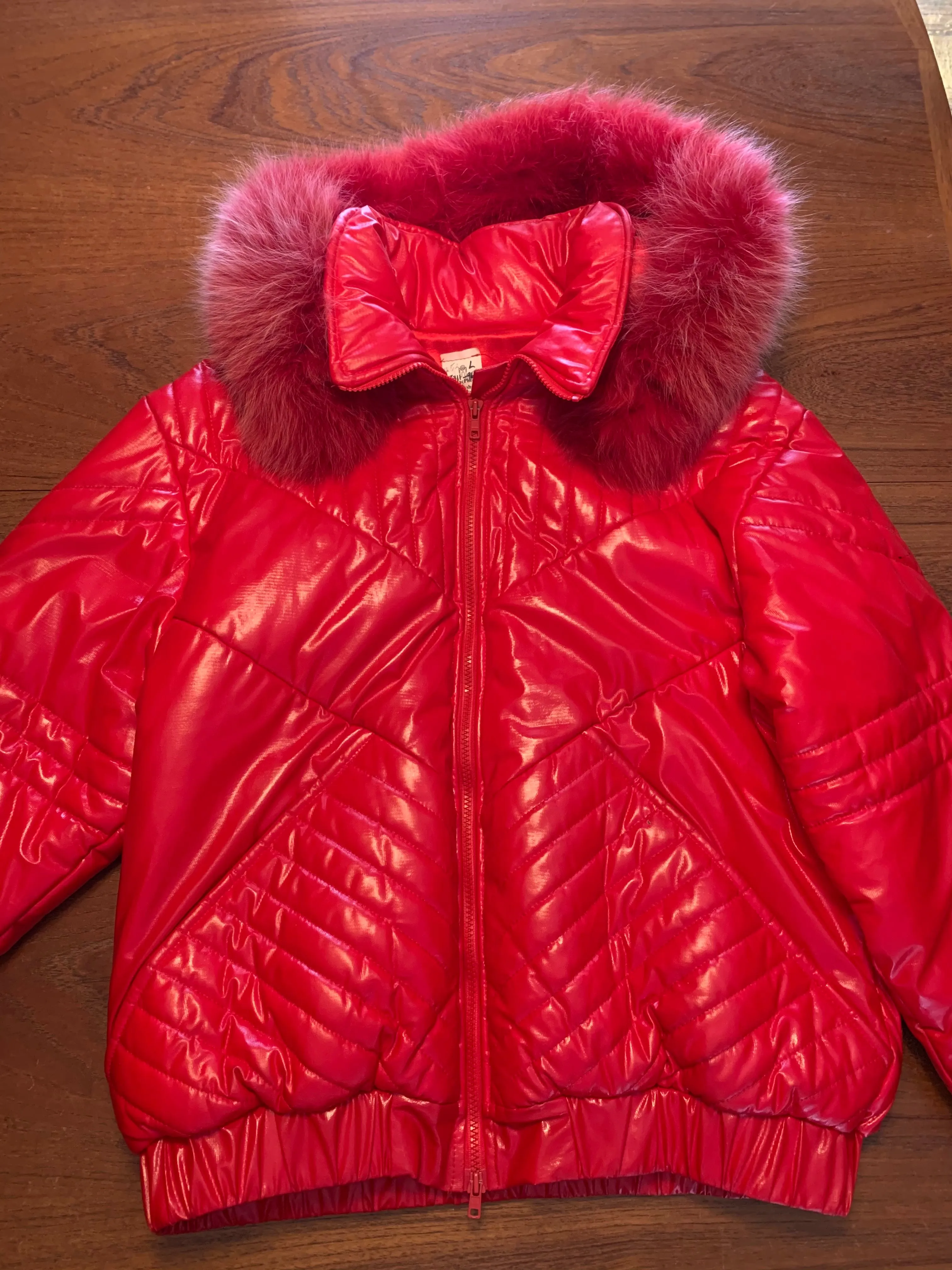 Red Slicker Ski Jacket w/ fur