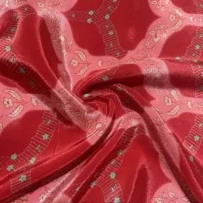 Red Traditional Print Crepe Fabric 18156