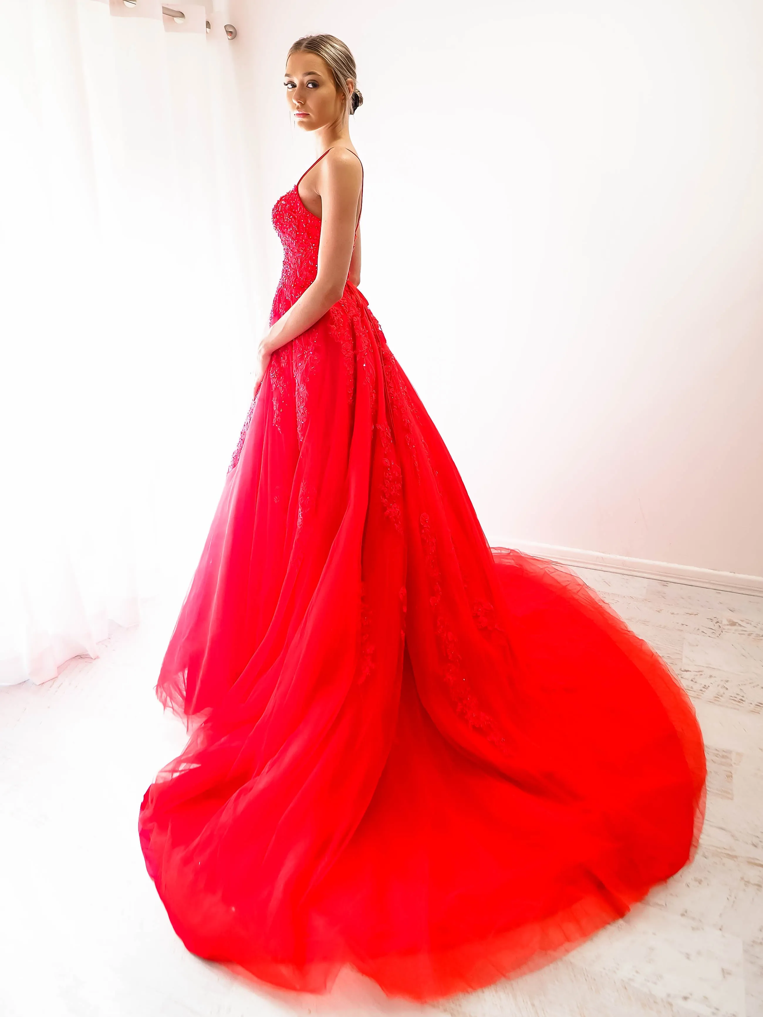 Red tulle princess dress