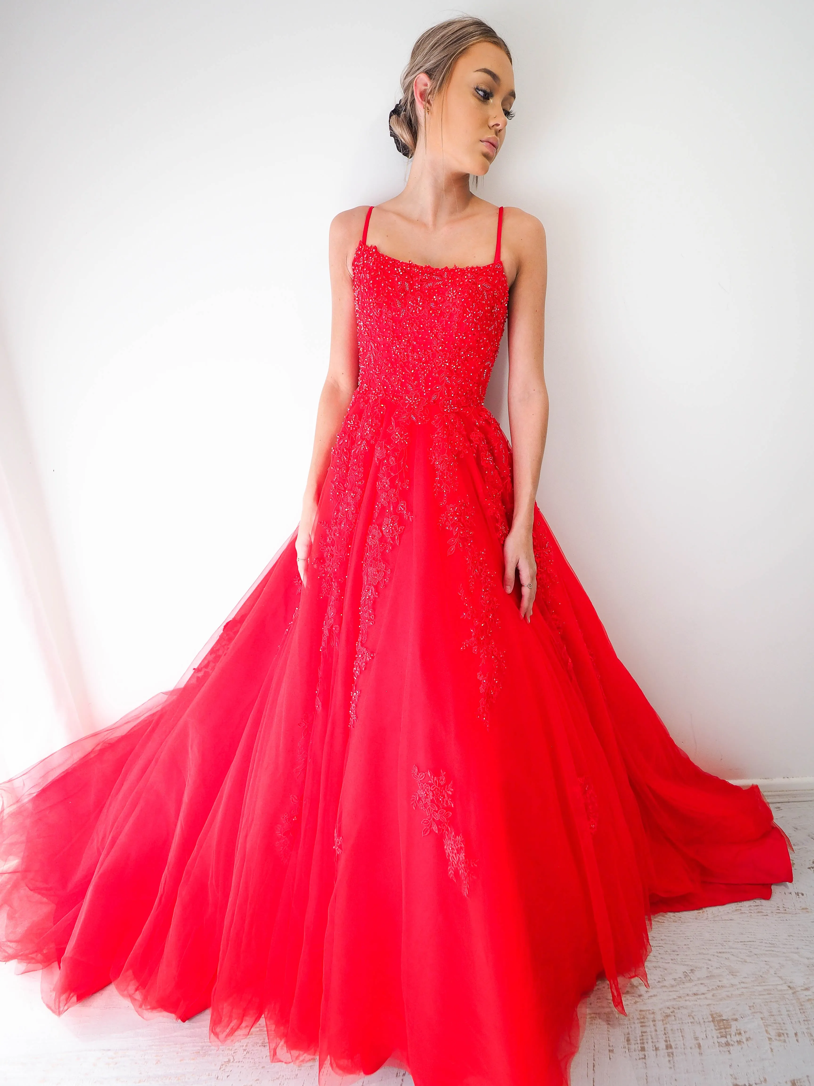 Red tulle princess dress