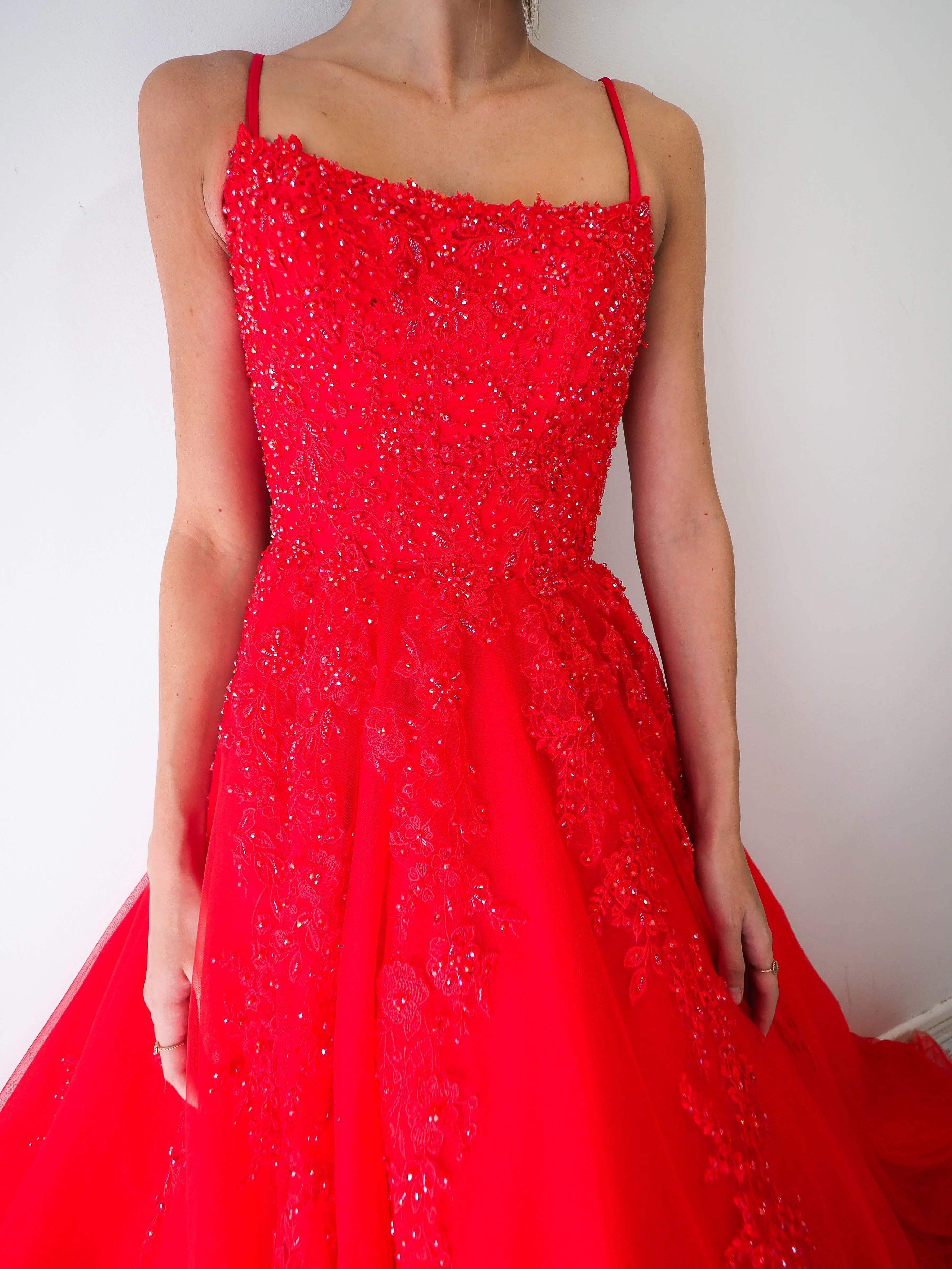 Red tulle princess dress