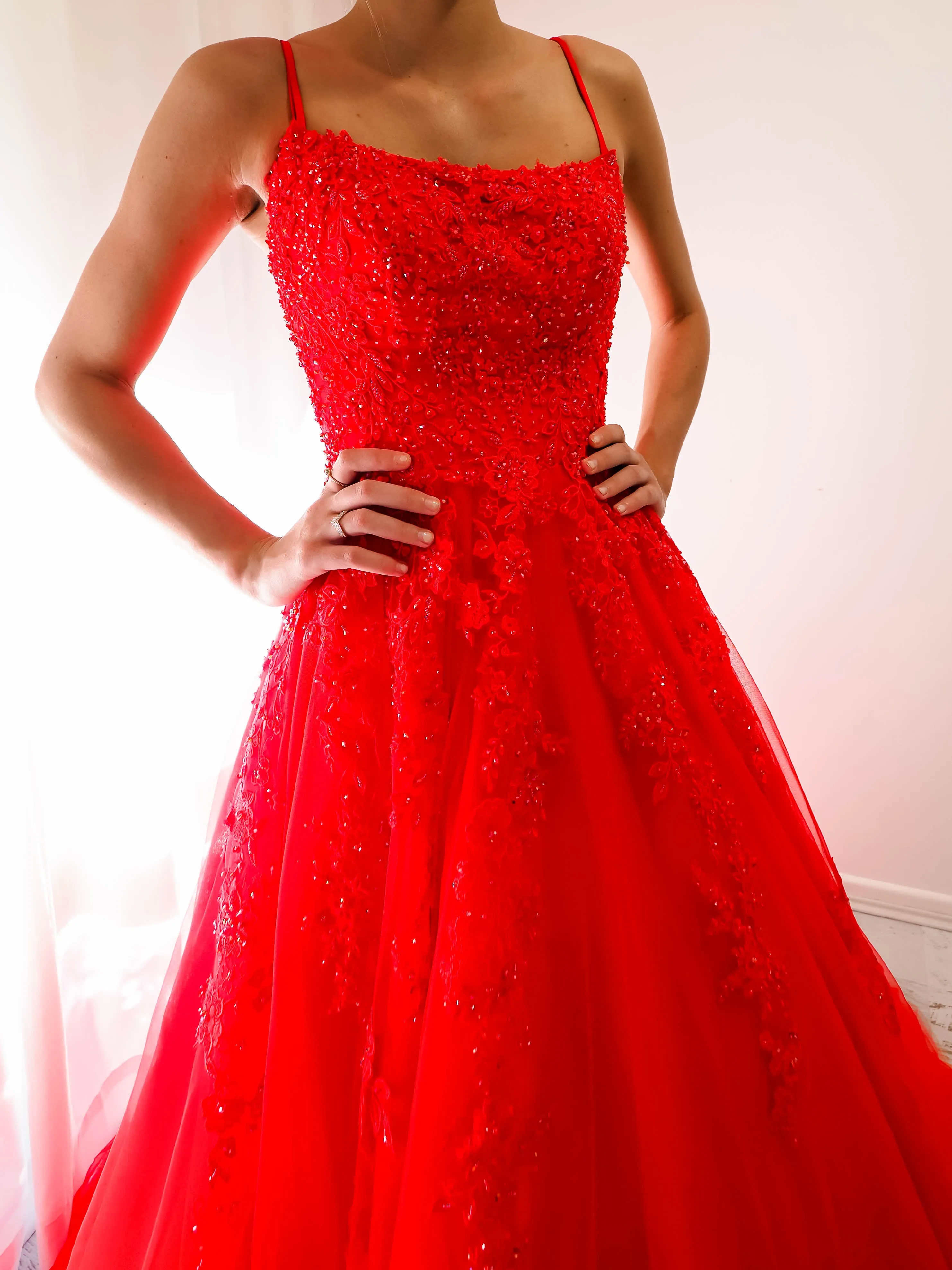 Red tulle princess dress