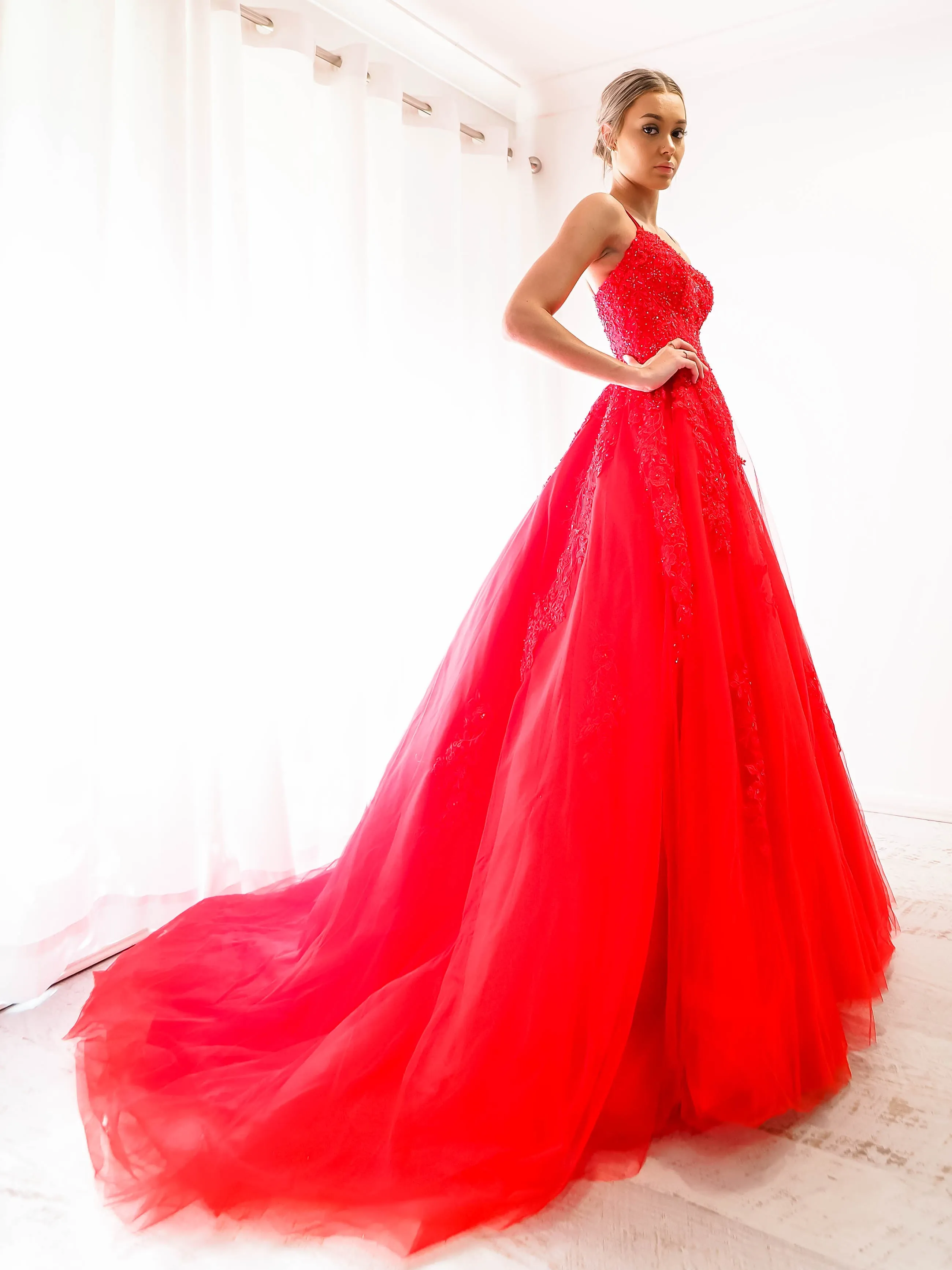 Red tulle princess dress