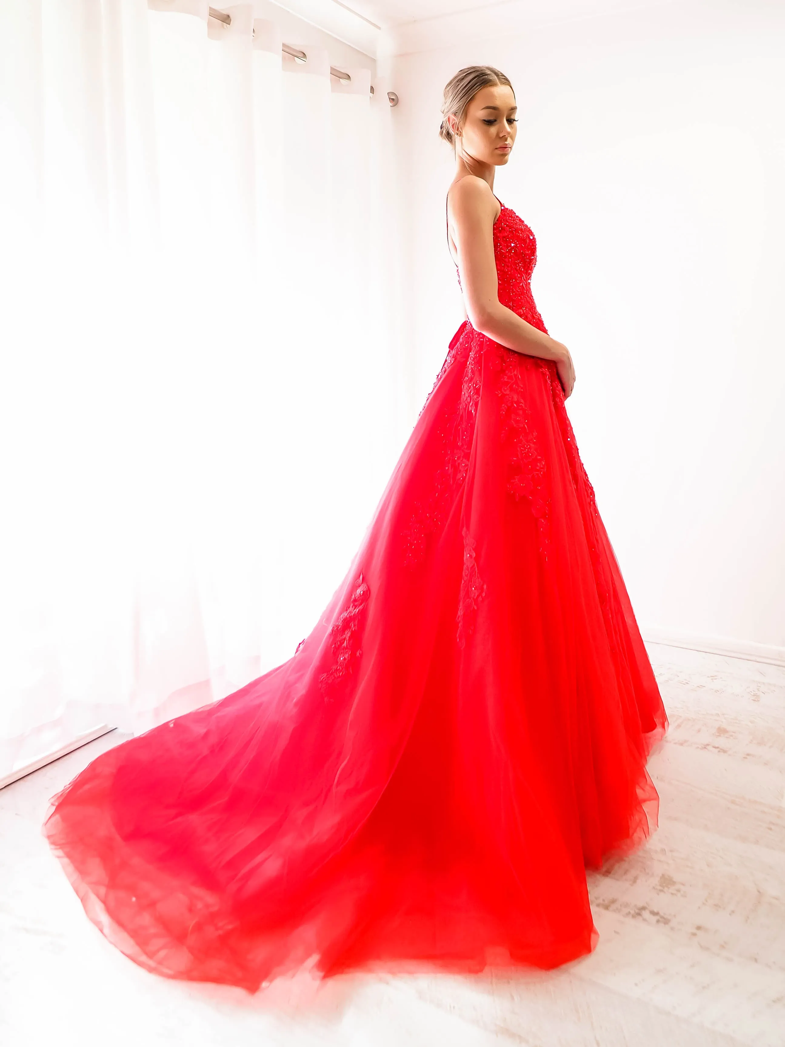 Red tulle princess dress