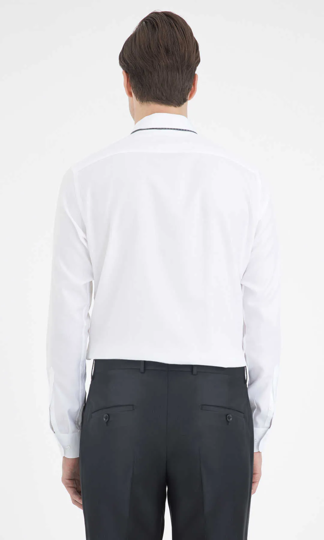 Regular Fit Plain Long Sleeve Cotton White Dress Shirt