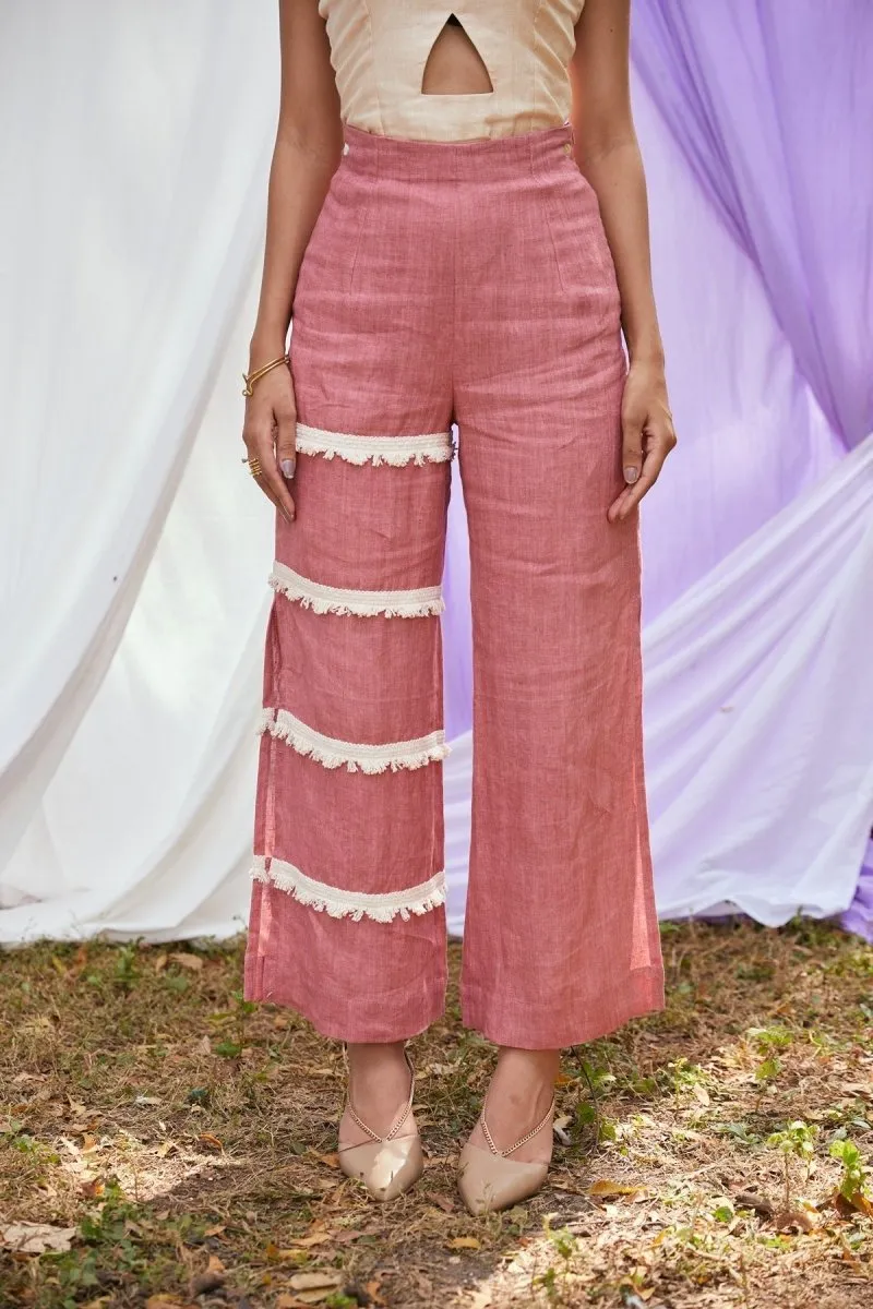 Rose Shadow Trousers | Linen Trousers | Pink Sustainable Bottoms