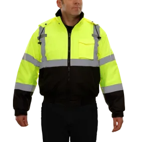 Safety Jacke Hi Vis Bomber Adjustable Hood Waterproof