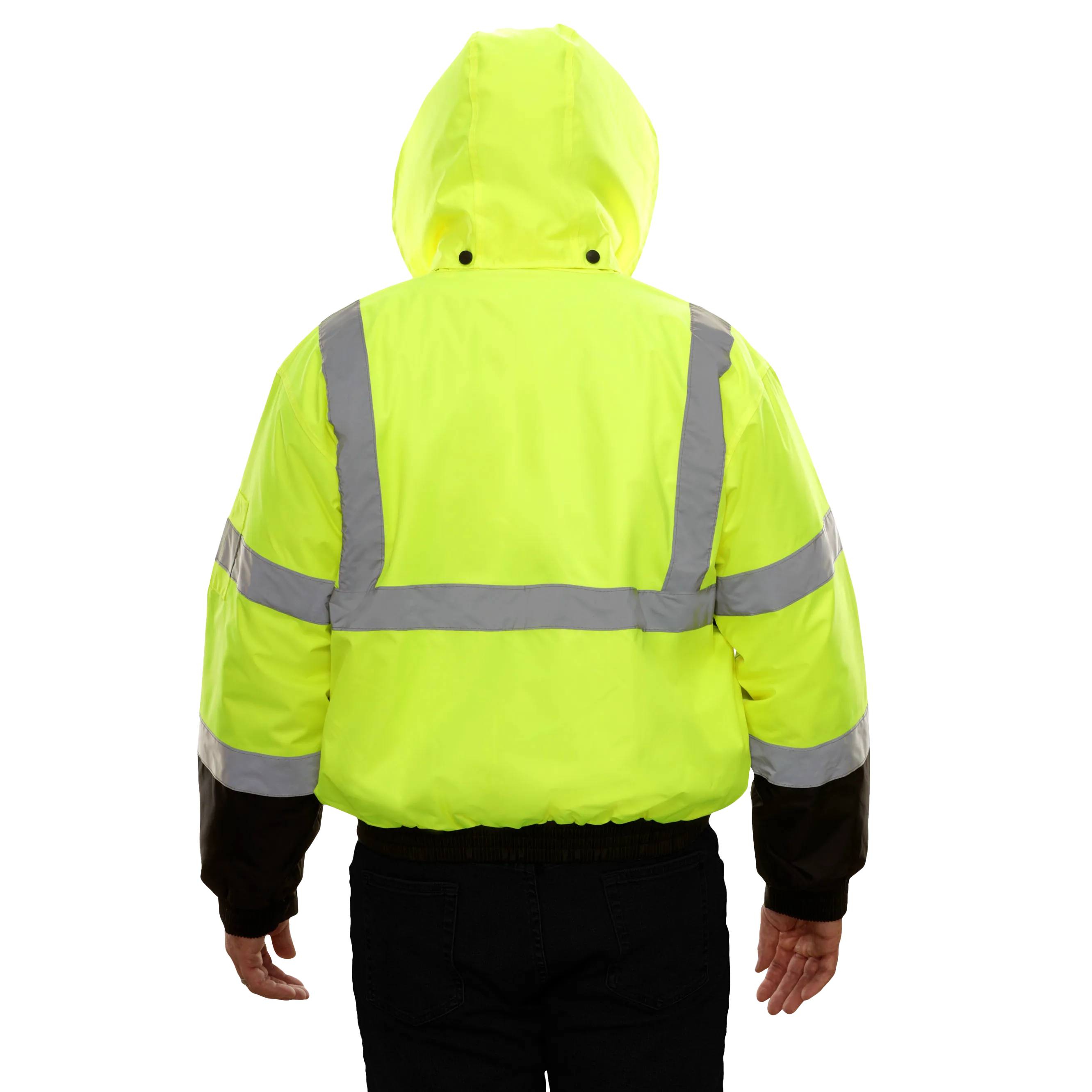 Safety Jacke Hi Vis Bomber Adjustable Hood Waterproof