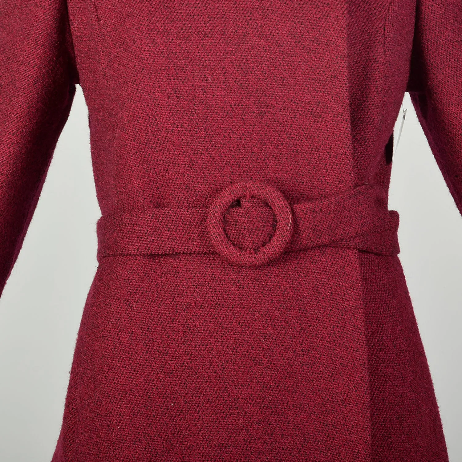 Small 1970s Raspberry Pencil Skirt Winter Coat Tweed Winter Ensemble