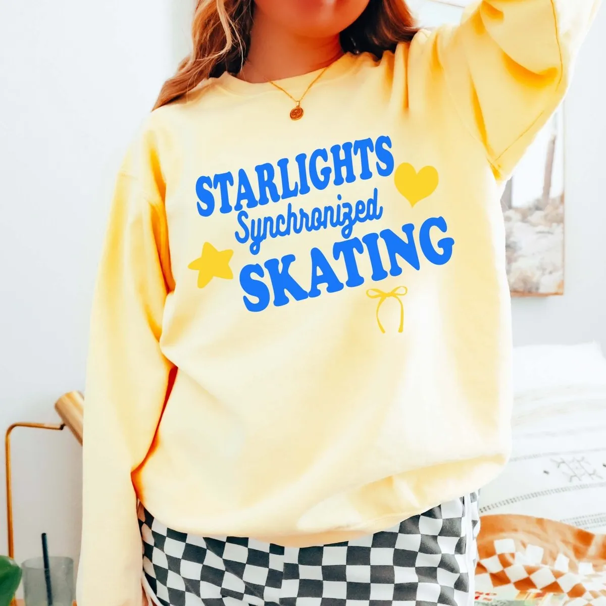 Starlights Synchronized Skating Heart Star Bow Sweatshirt (Youth and Adult)