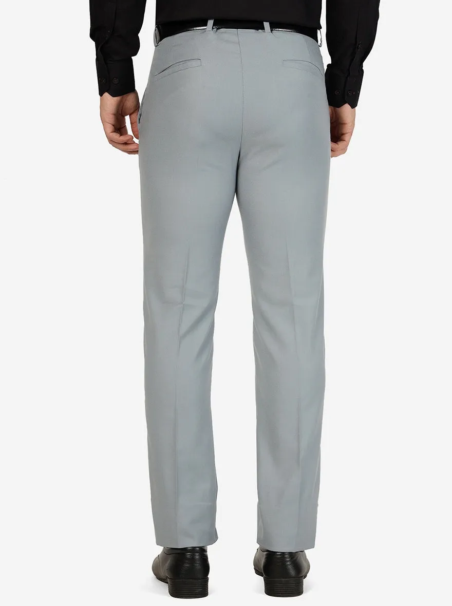 Steel Grey Solid Super Slim Fit Formal Trouser | Greenfibre