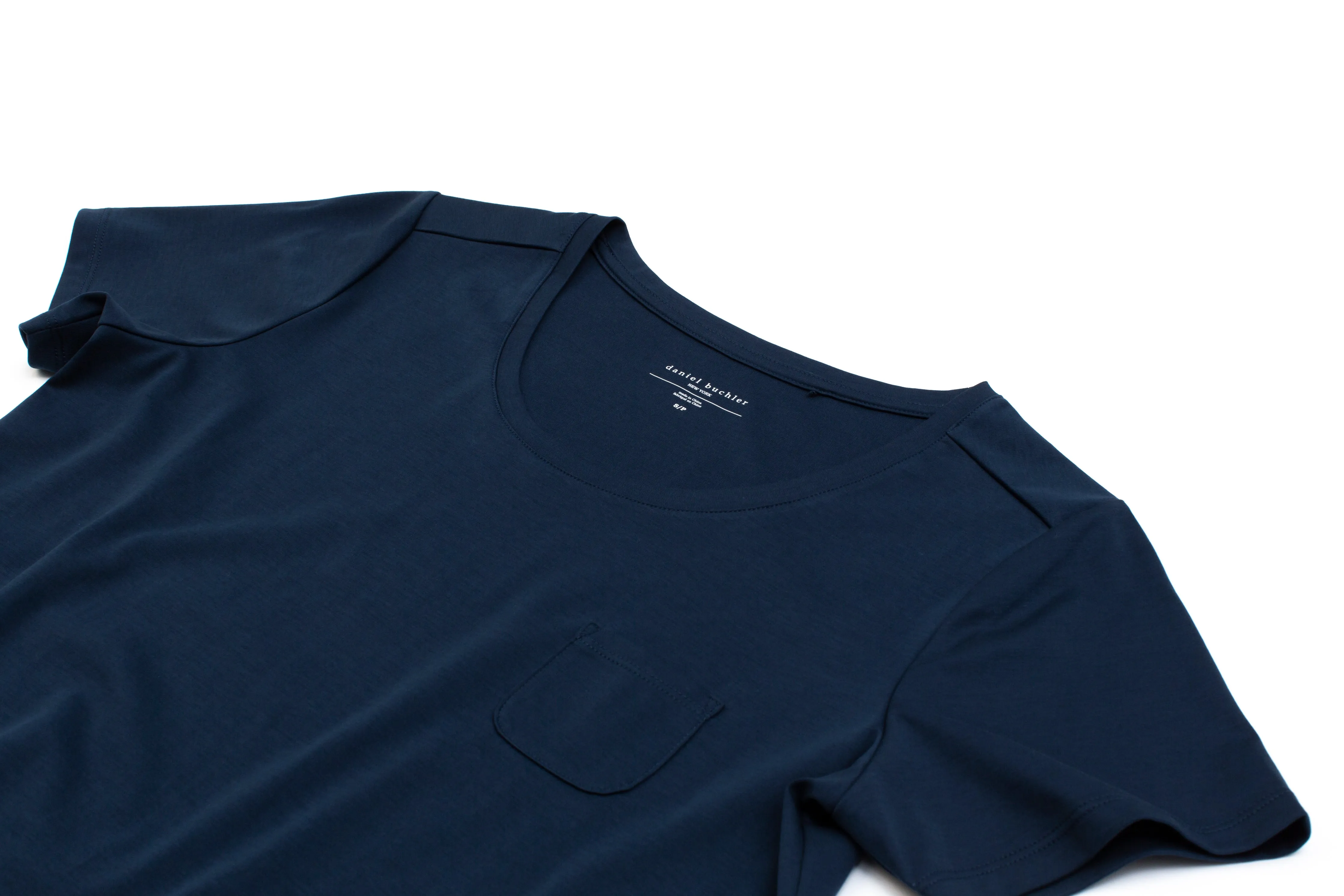 Super Fine Cotton/Spandex Short Sleeve Crewneck - Dust Blue