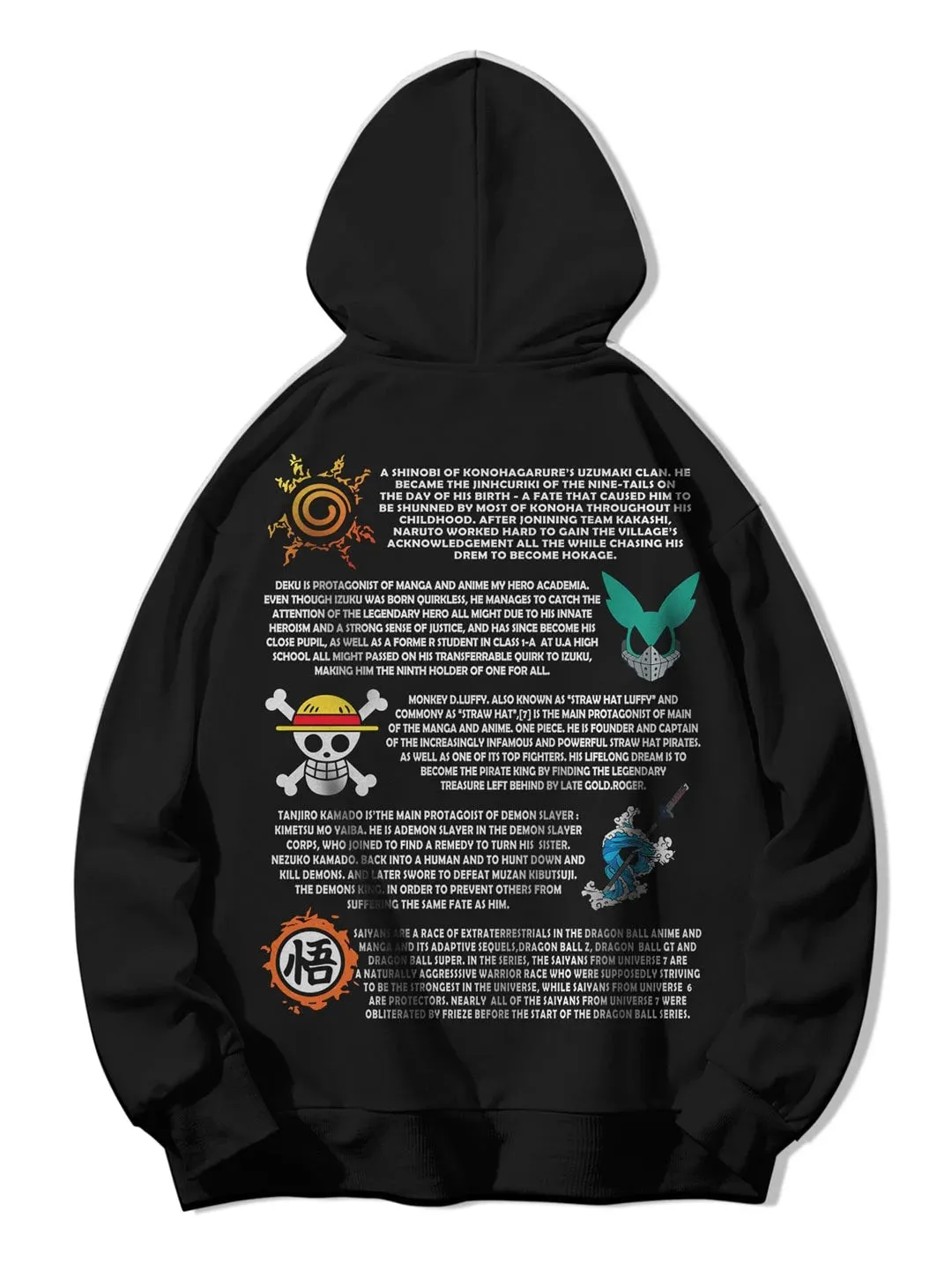 SXV  'ANIME X5’ Printed Cool Aesthetic Sweatshirt Hoodie