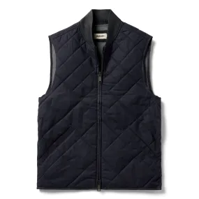 The Quilted Bomber Vest in Navy Dry Wax