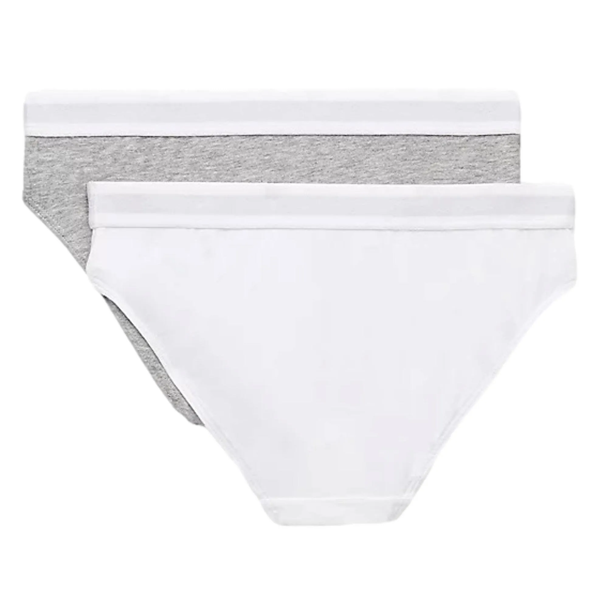 Tommy Hilfiger Girls 2 Pack Stretch Cotton Briefs - Mid Grey Heather/White