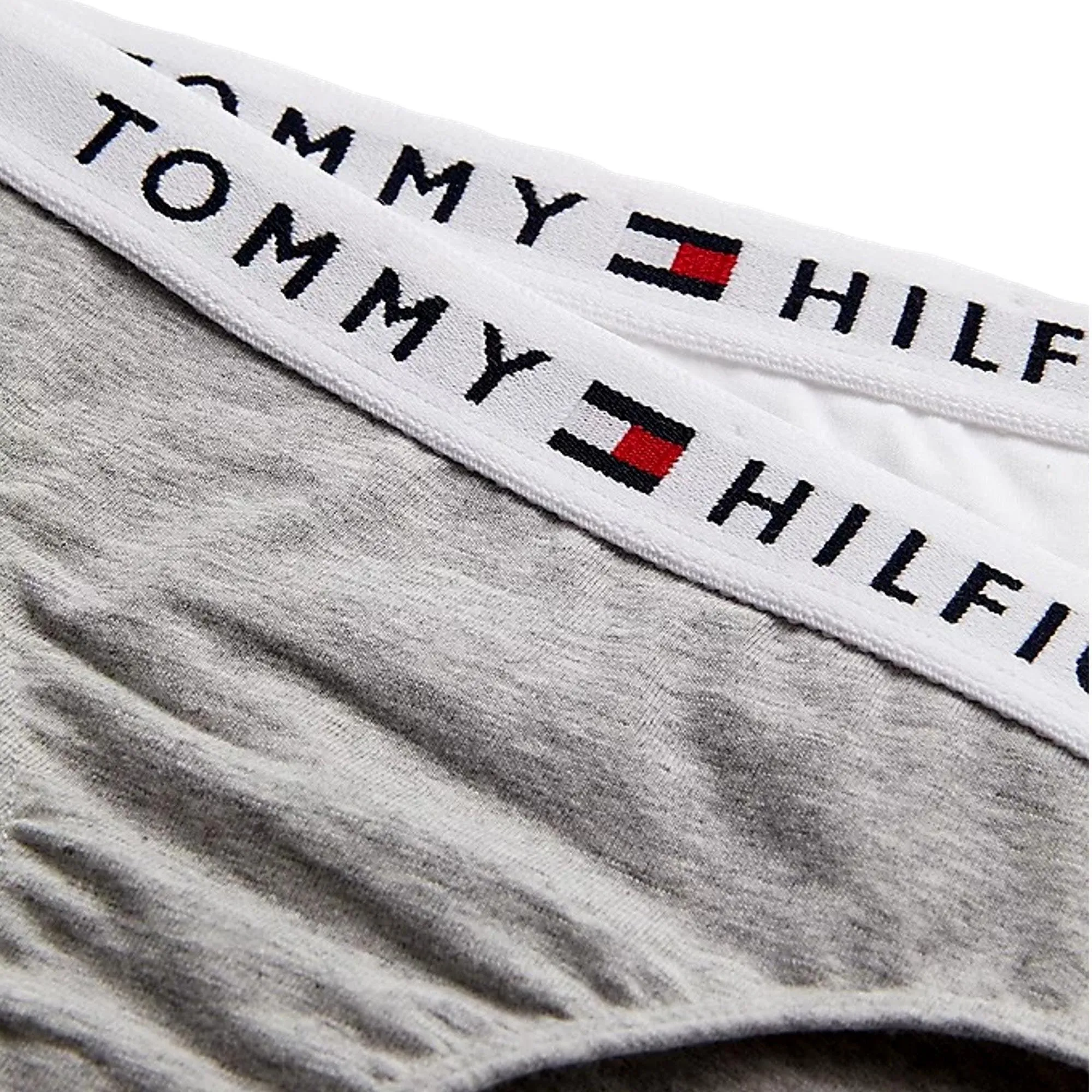 Tommy Hilfiger Girls 2 Pack Stretch Cotton Briefs - Mid Grey Heather/White