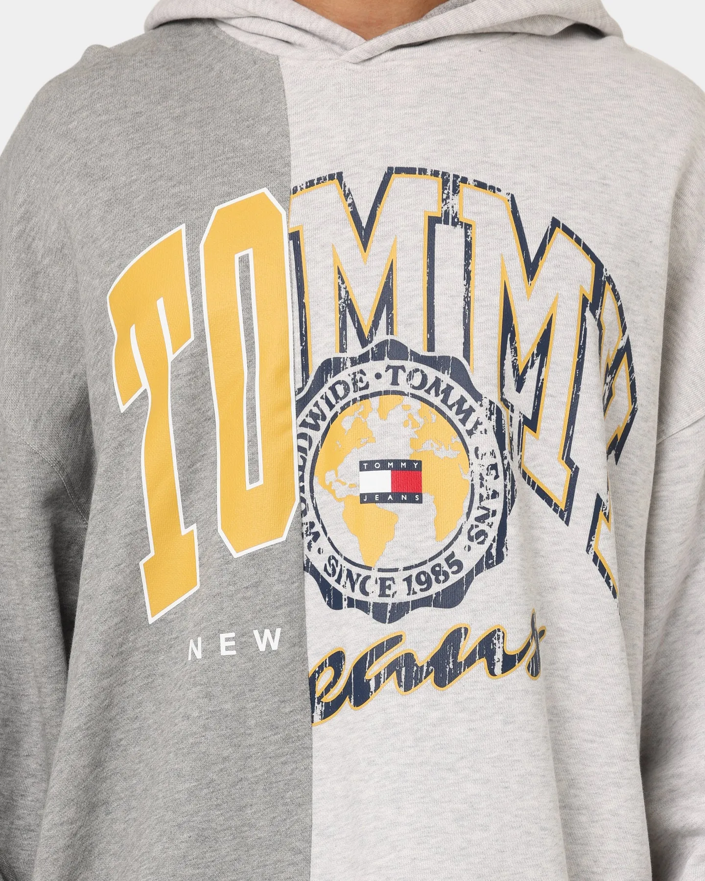 Tommy Jeans Archive Cut And Sew Hoodie Silver Grey Heather