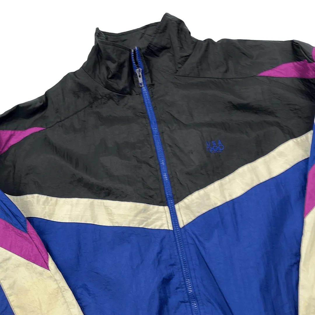 Vintage 90s Black, Blue, White   Purple Team USA Windbreaker Jacket - Large