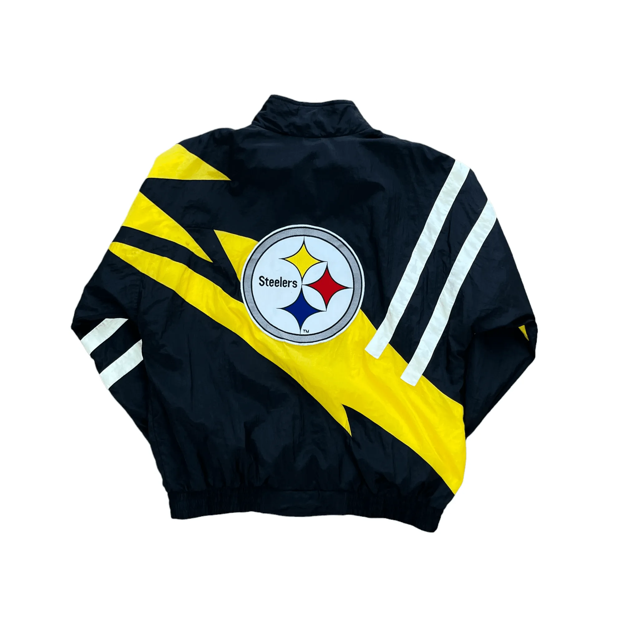 Vintage 90s Black, White   Yellow NFL Pro Steelers Jacket - Large