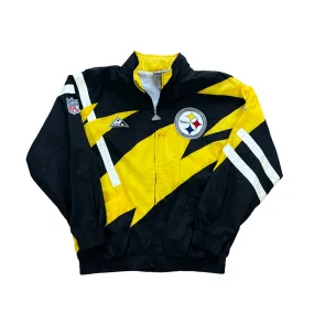 Vintage 90s Black, White   Yellow NFL Pro Steelers Jacket - Large