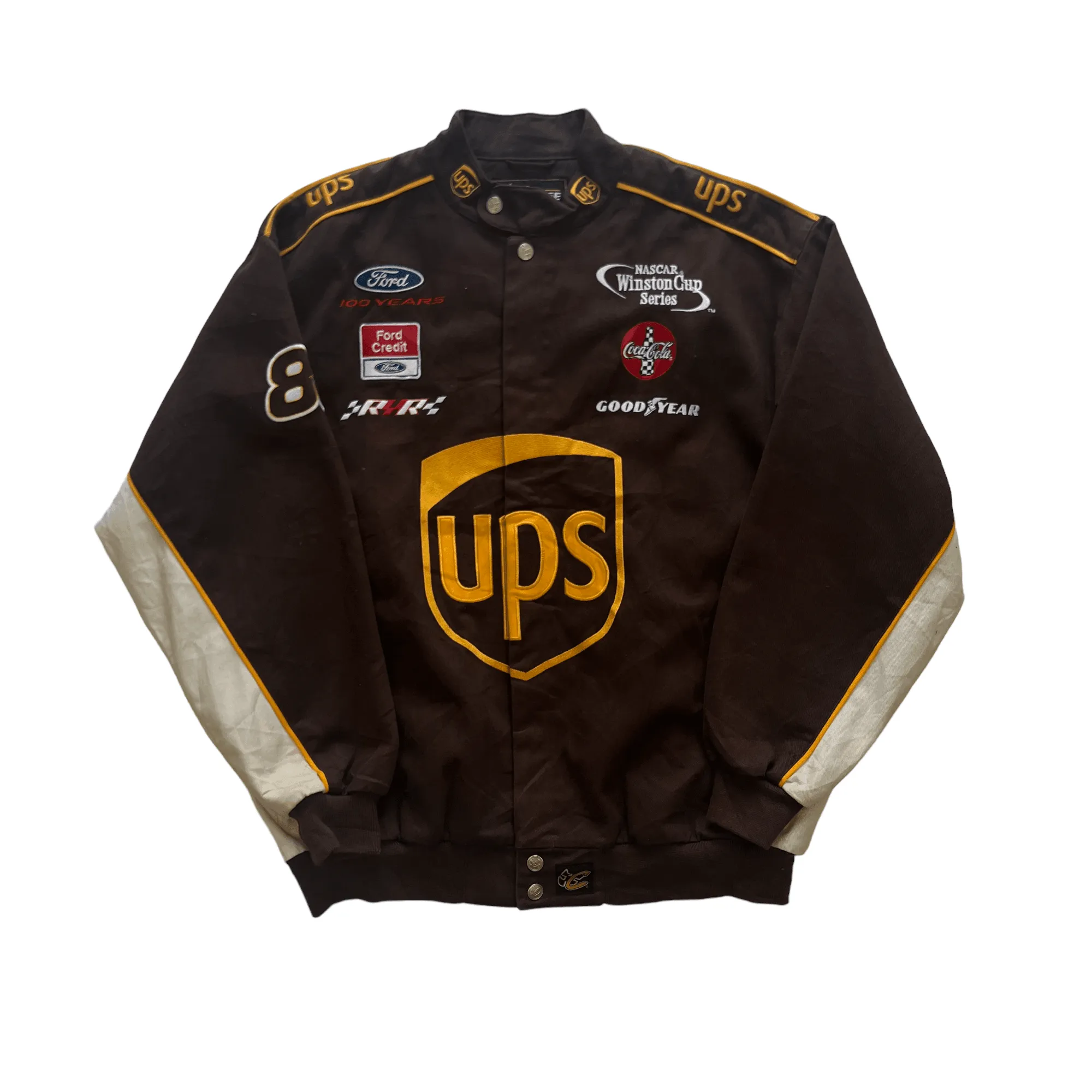 Vintage 90s Brown NASCAR UPS Racing Jacket - Extra Large